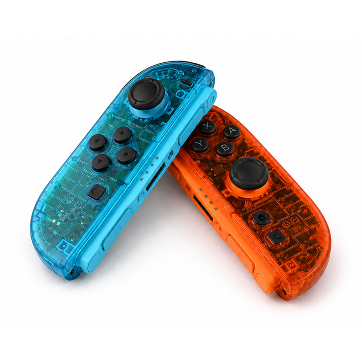 Blue & Orange Clear Custom Nintendo Switch 2 Joy-Cons with TMR Drift-Resistant Joysticks