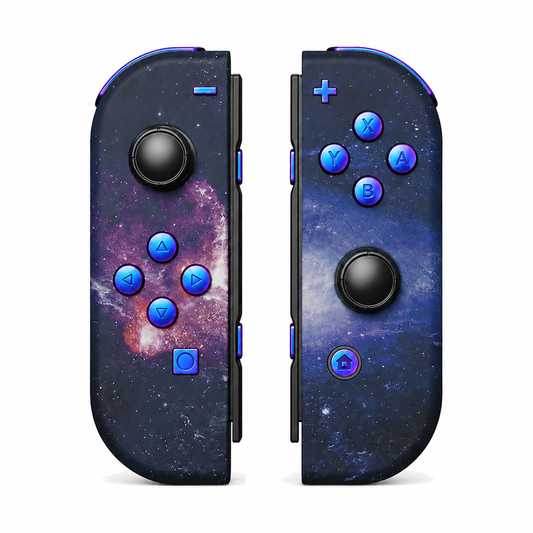 Nubula Galaxy, standard front: Chameleon purple-blue buttons / Black caps