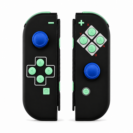 Classics NES Style, standard front: Mint Green buttons / Blue caps