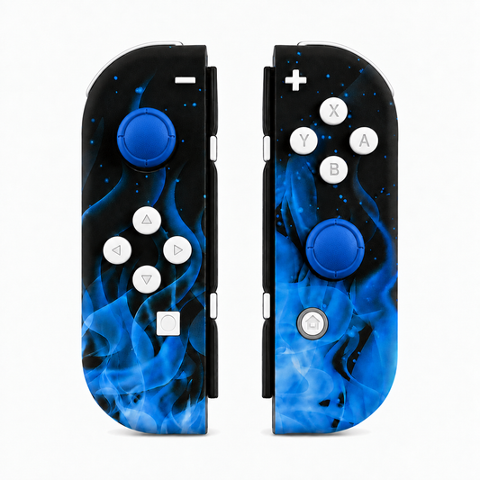 Blue Flame, standard front: White buttons / Blue caps