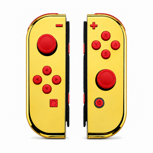 Chrome Gold, standard front: Scarlet Red buttons / Red caps
