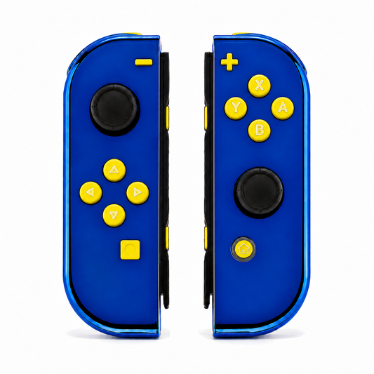 Chrome Blue, standard front: Caution Yellow buttons / Black caps