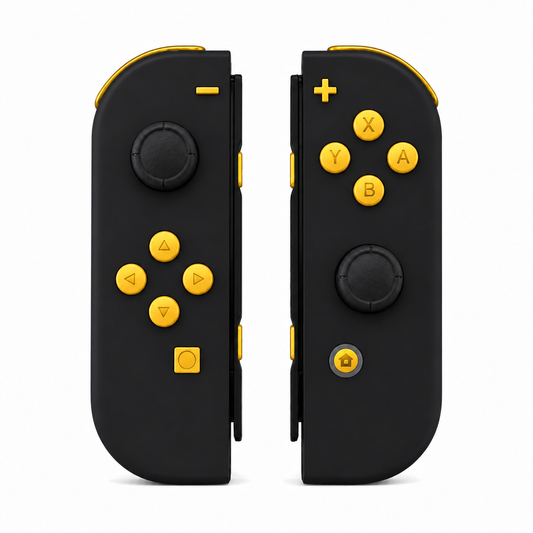 Black, standard front: Caution Yellow buttons / Black caps