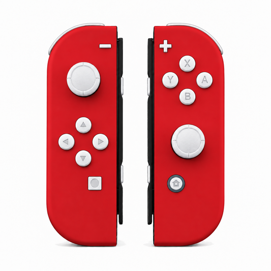 Scarlet Red, standard front: White buttons / White caps