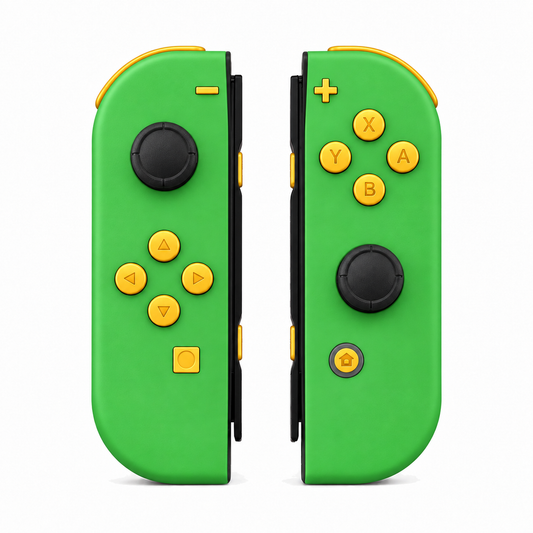 Green, standard front: Caution Yellow buttons / Black caps
