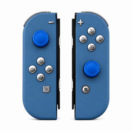 Airforce Blue, standard front: Chrome Silver buttons / Blue caps