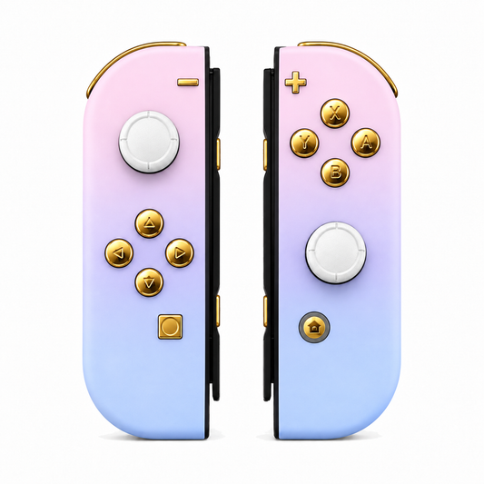Pink Violet, standard front: Chrome Gold buttons / White caps
