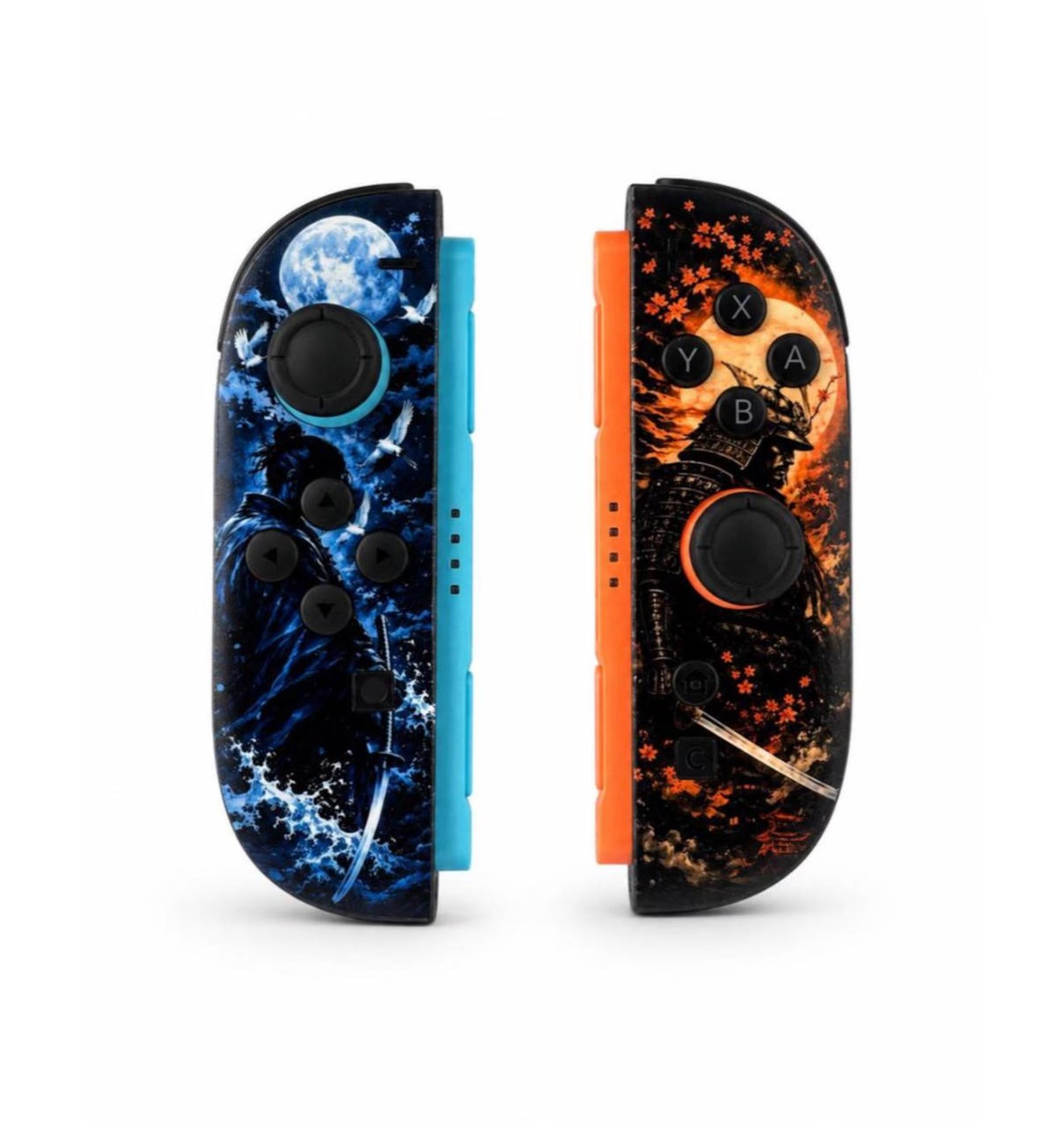 Blue & Orange Samurai Custom Nintendo Switch 2 Joy-Cons with TMR Drift-Resistant Joysticks