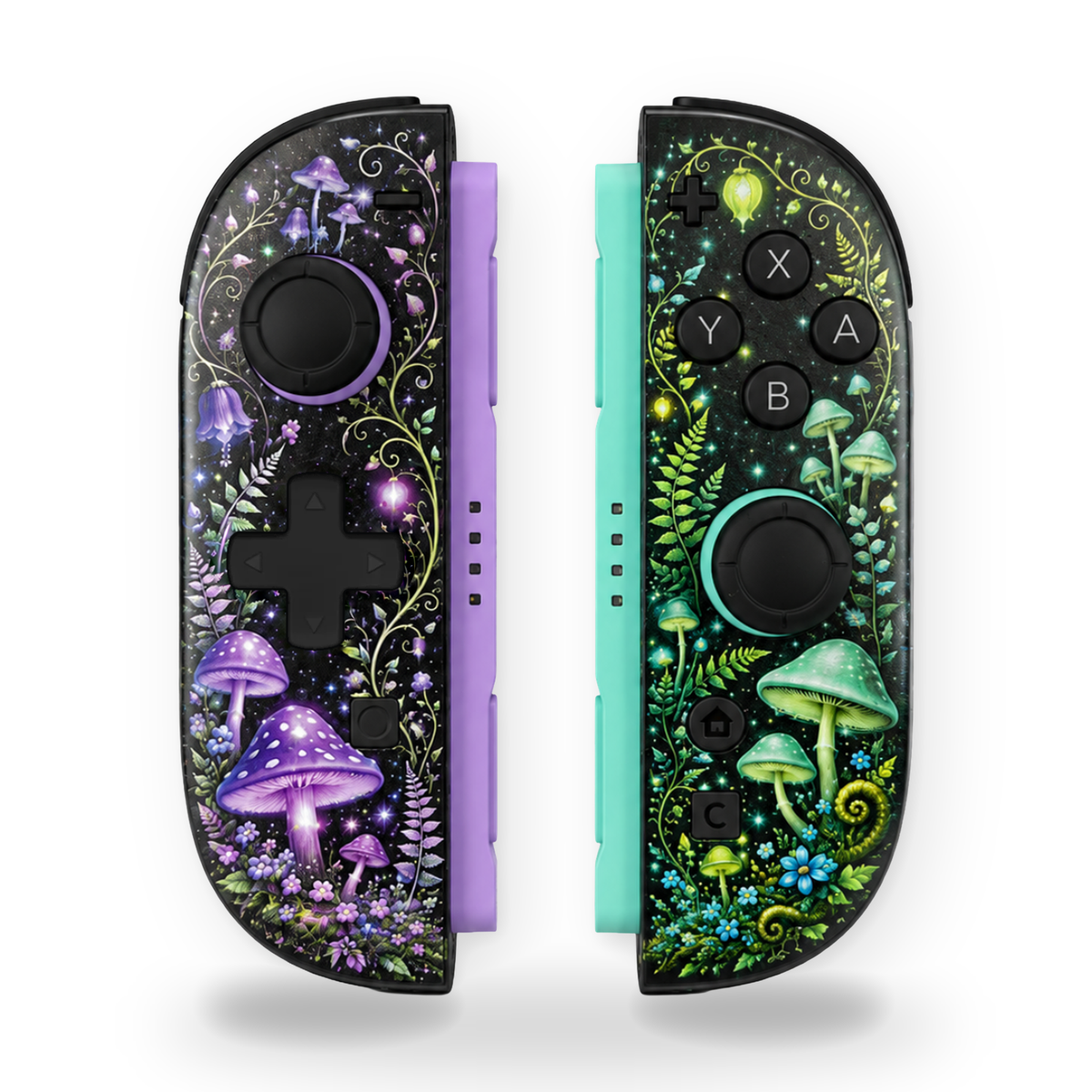Mushrooms Purple & Green Nintendo Switch 2 Joy-Cons with TMR Drift-Resistant Joysticks