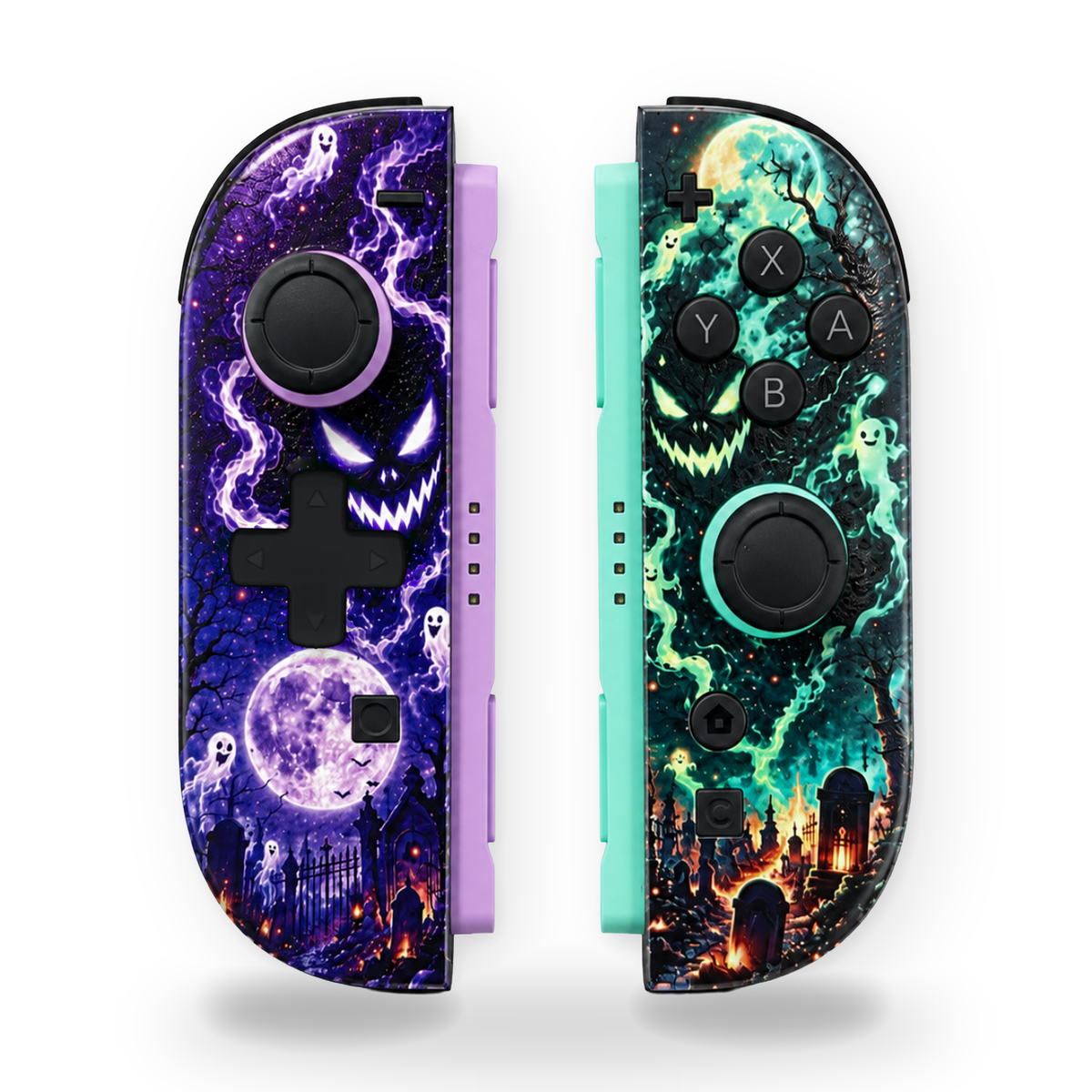 Haunted Purple & Teal Nintendo Switch 2 Joy-Cons with TMR Drift-Resistant Joysticks
