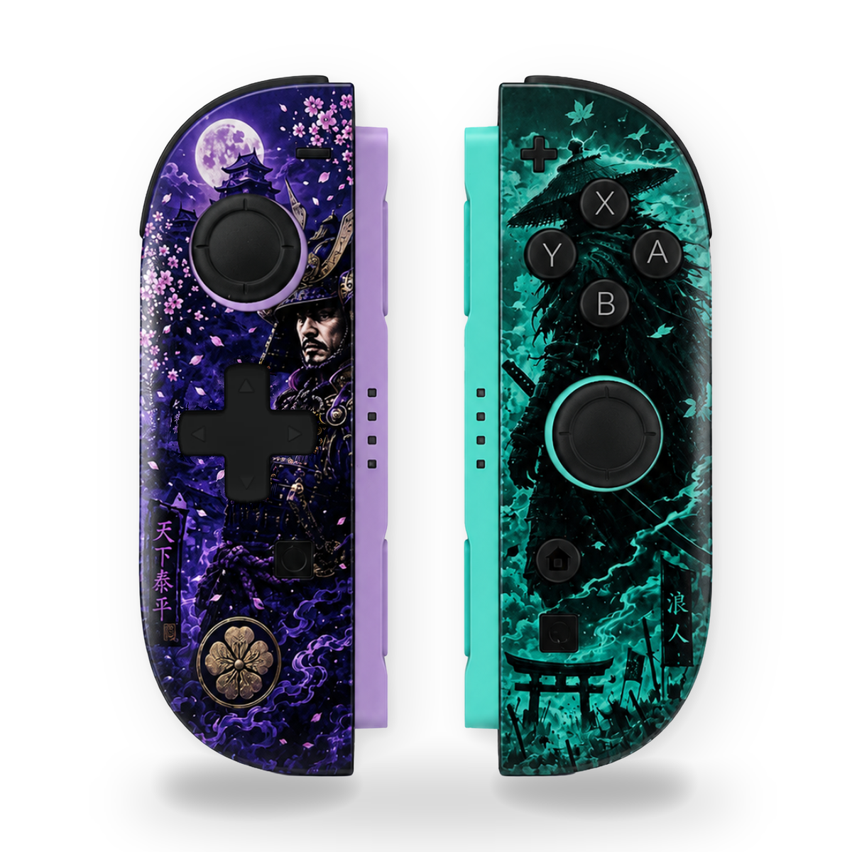 Blue & Orange Samurai Custom Nintendo Switch 2 Joy-Cons with TMR Drift-Resistant Joysticks