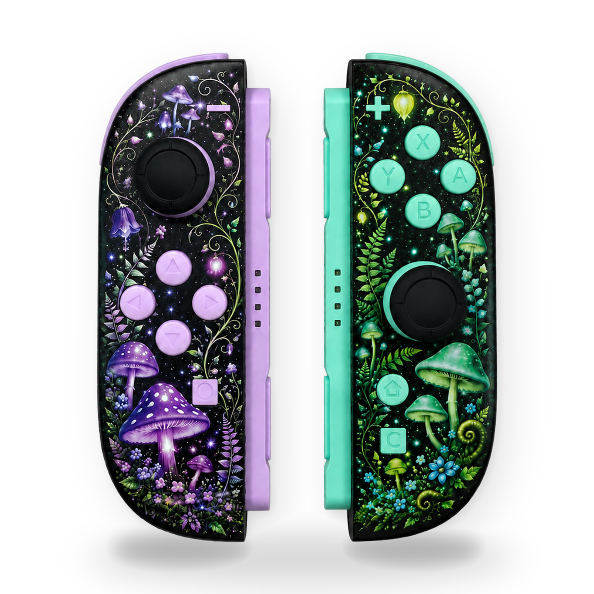 Mushrooms Purple & Green Nintendo Switch 2 Joy-Cons with TMR Drift-Resistant Joysticks