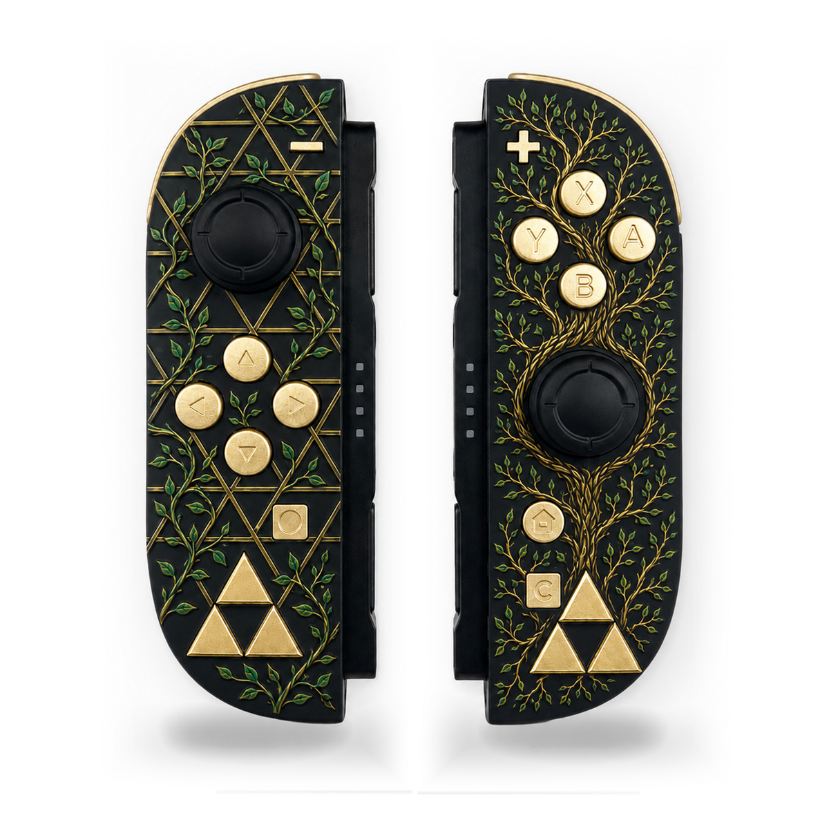 Tree of Life Gold Buttons Custom Nintendo Switch 2 Joy-Cons with TMR Drift-Resistant Joysticks