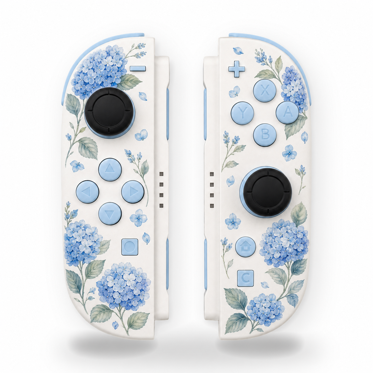 Blue Hydrangeas Custom Nintendo Switch 2 Joy-Cons with TMR Drift-Resistant Joysticks