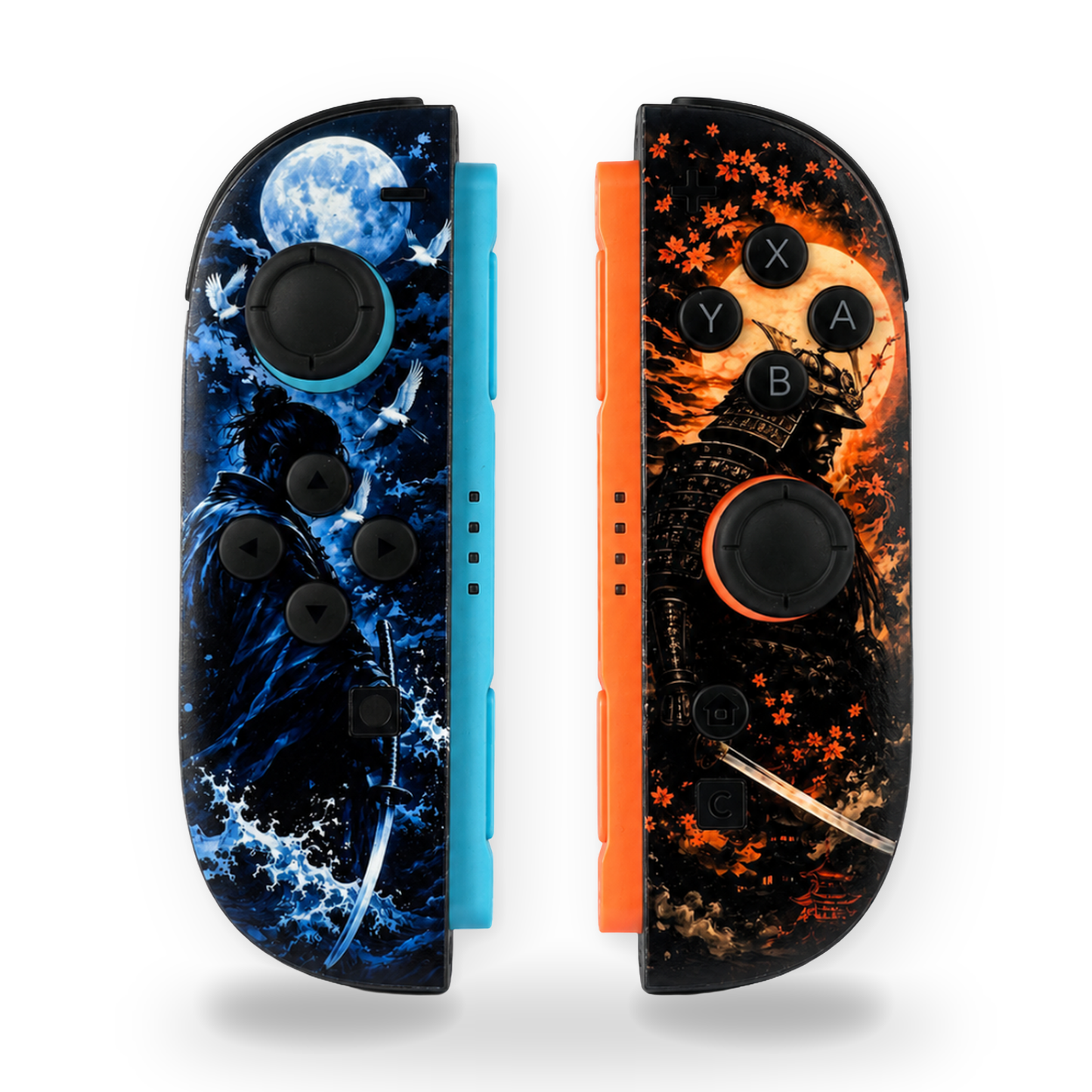 Moon & Fire Samurai Custom Nintendo Switch 2 Joy-Cons with TMR Drift-Resistant Joysticks