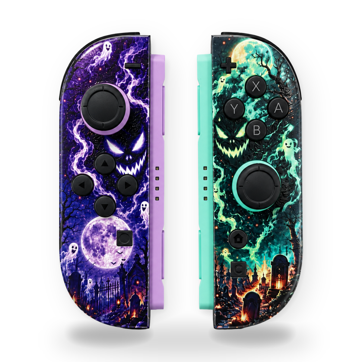 Haunted Purple & Teal Nintendo Switch 2 Joy-Cons with TMR Drift-Resistant Joysticks
