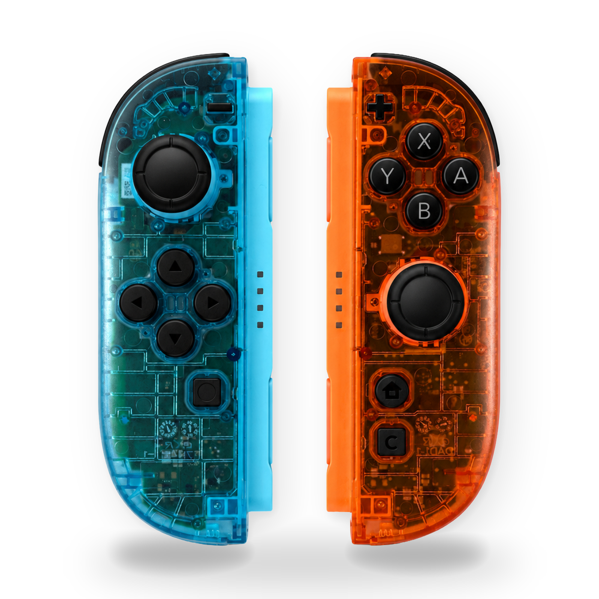 Blue & Orange Clear Custom Nintendo Switch 2 Joy-Cons with TMR Drift-Resistant Joysticks