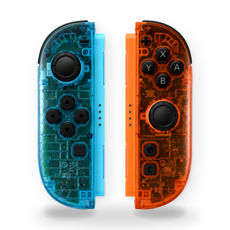 Blue & Orange Clear Custom Nintendo Switch 2 Joy-Cons with TMR Drift-Resistant Joysticks