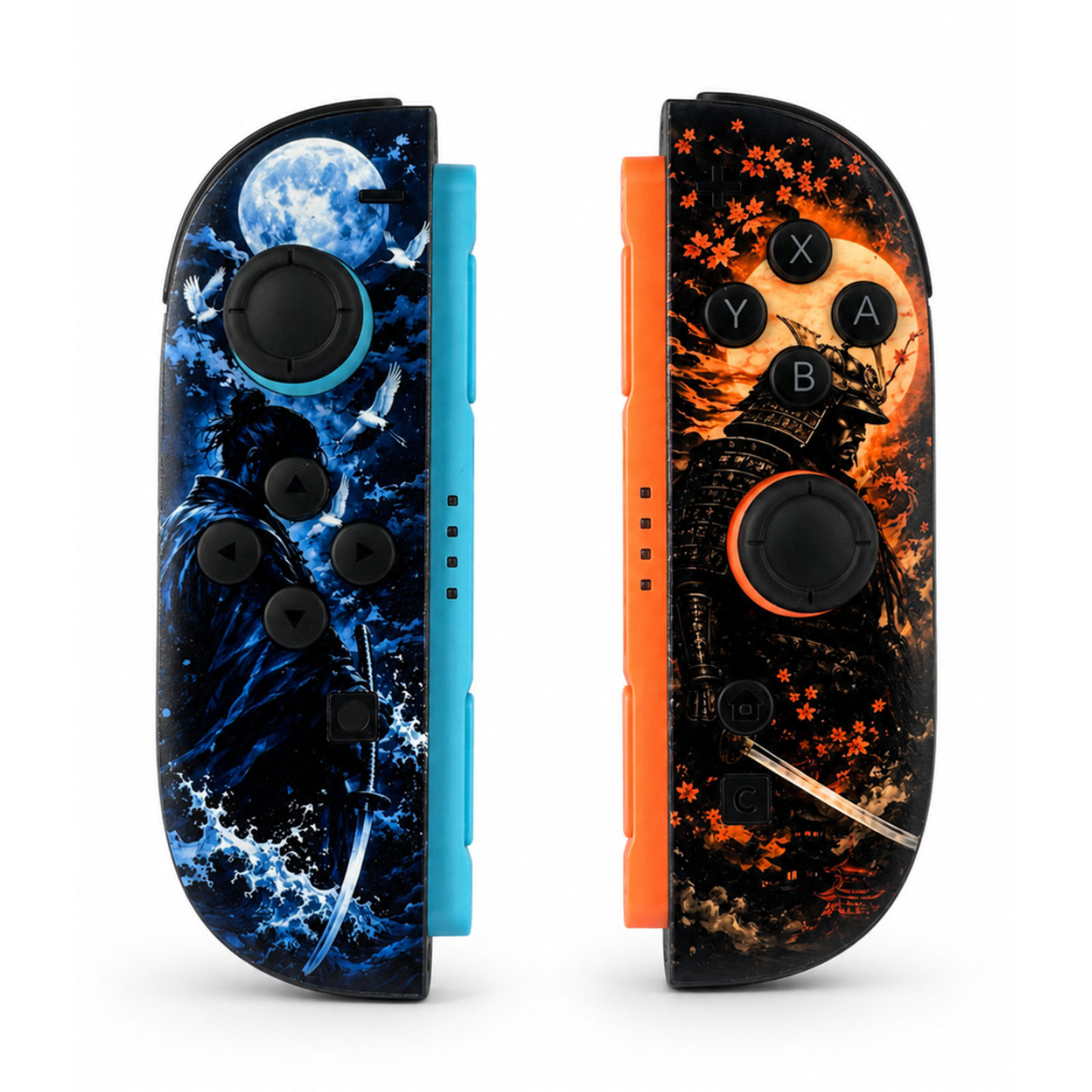 Moon & Fire Samurai Custom Nintendo Switch 2 Joy-Cons with TMR Drift-Resistant Joysticks
