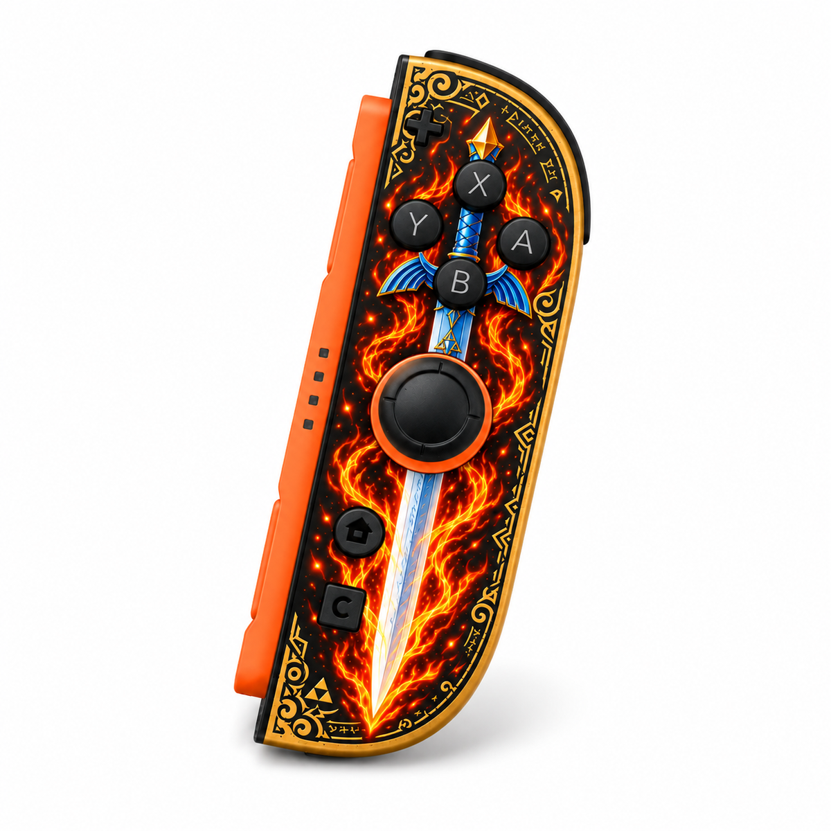 Fire and Ice Shield and Sword Custom Nintendo Switch 2 Joy-Cons with TMR Joysticks