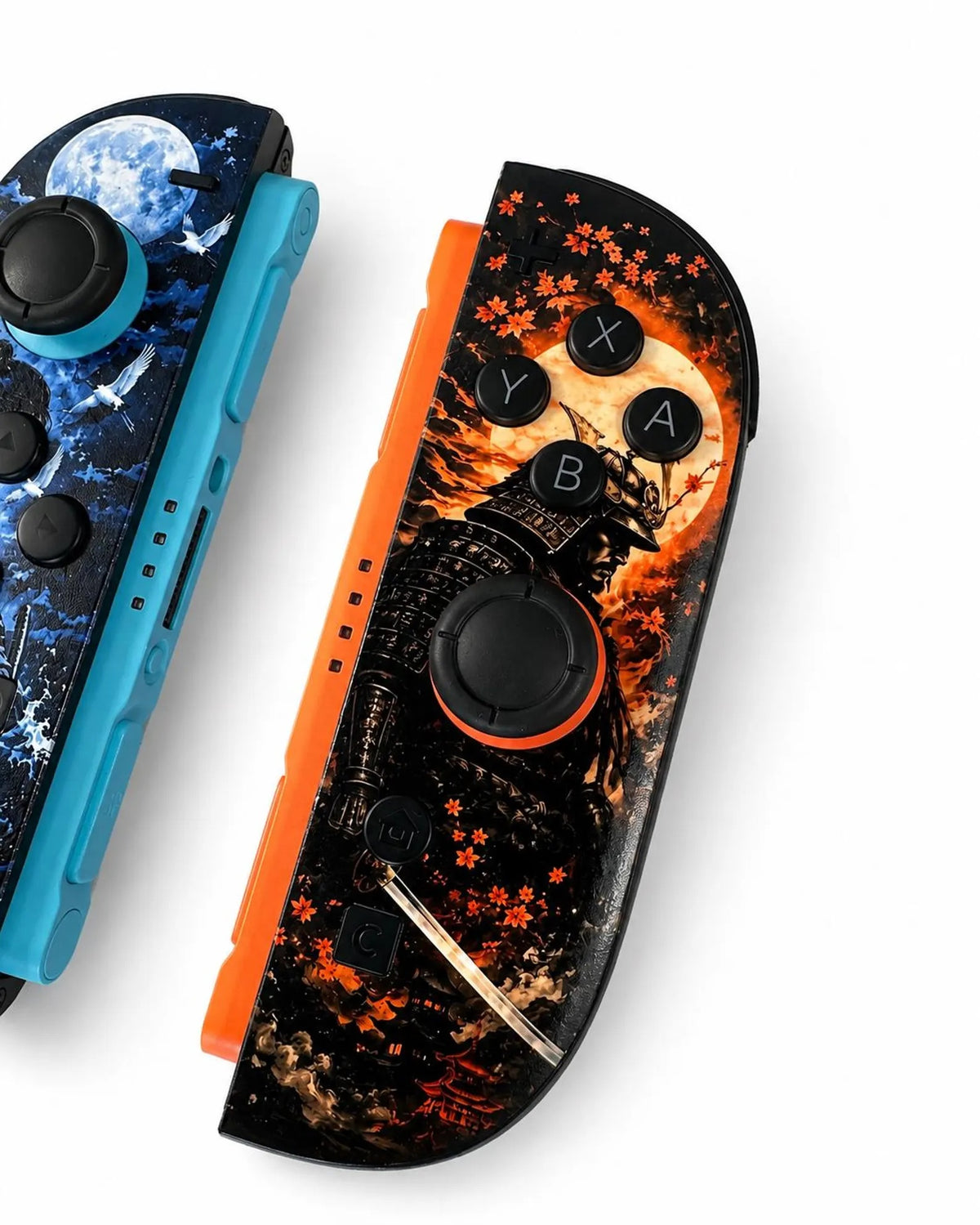 Blue & Orange Samurai Custom Nintendo Switch 2 Joy-Cons with TMR Drift-Resistant Joysticks