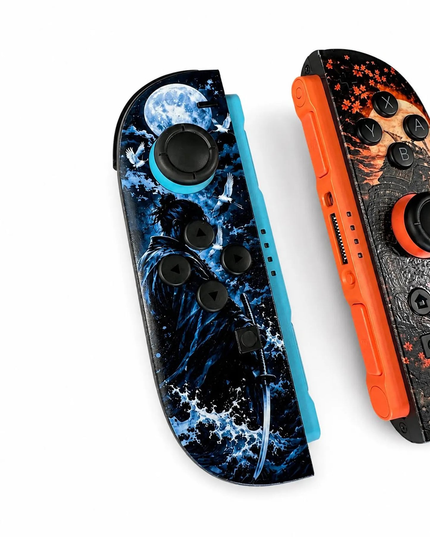 Blue & Orange Samurai Custom Nintendo Switch 2 Joy-Cons with TMR Drift-Resistant Joysticks