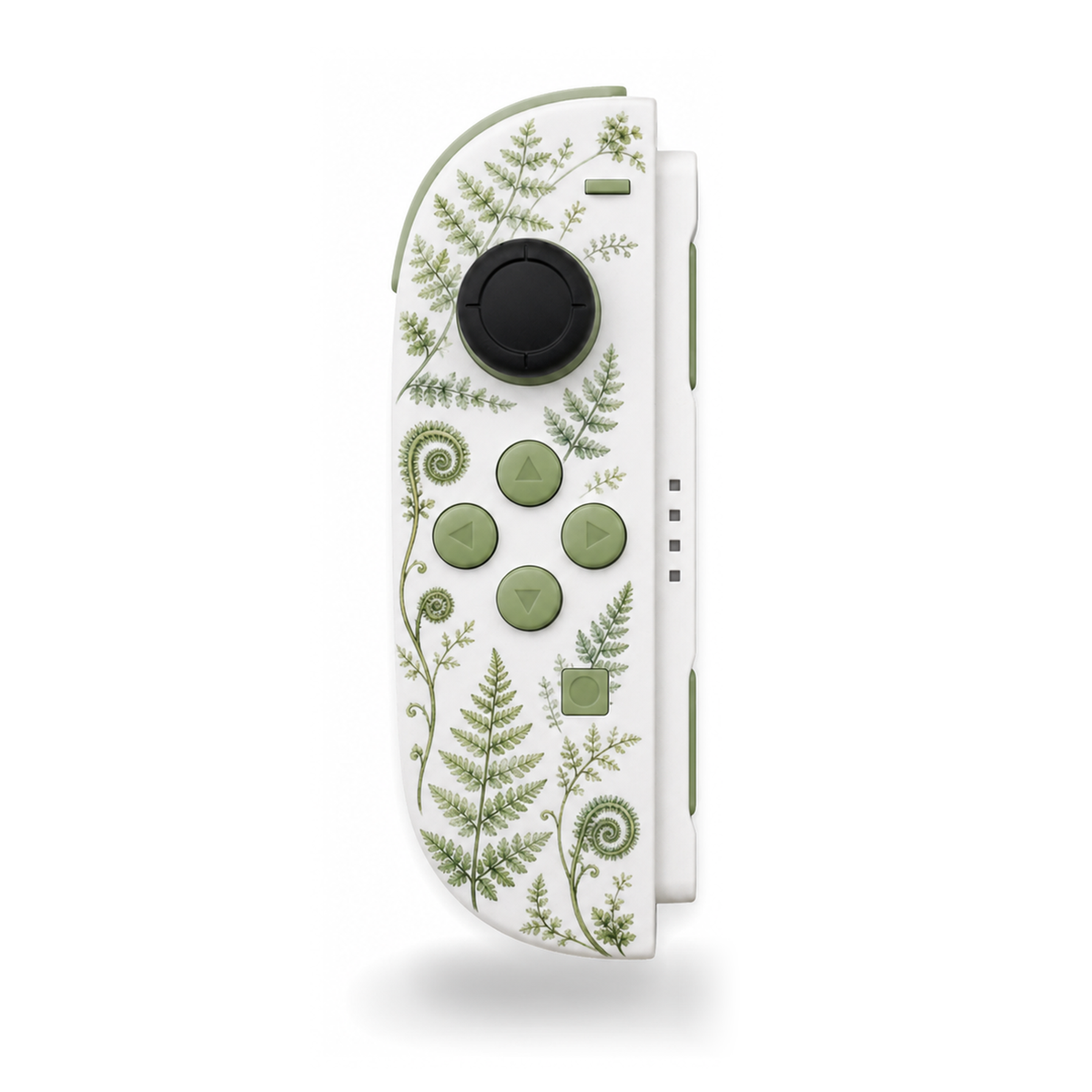 White Fern Fronds Matcha Green Buttons Custom Nintendo Switch 2 Joy-Cons with TMR Joysticks