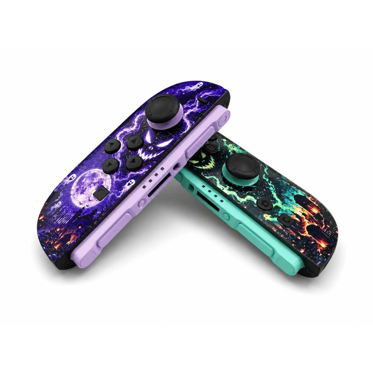 Haunted Purple & Teal Nintendo Switch 2 Joy-Cons with TMR Drift-Resistant Joysticks
