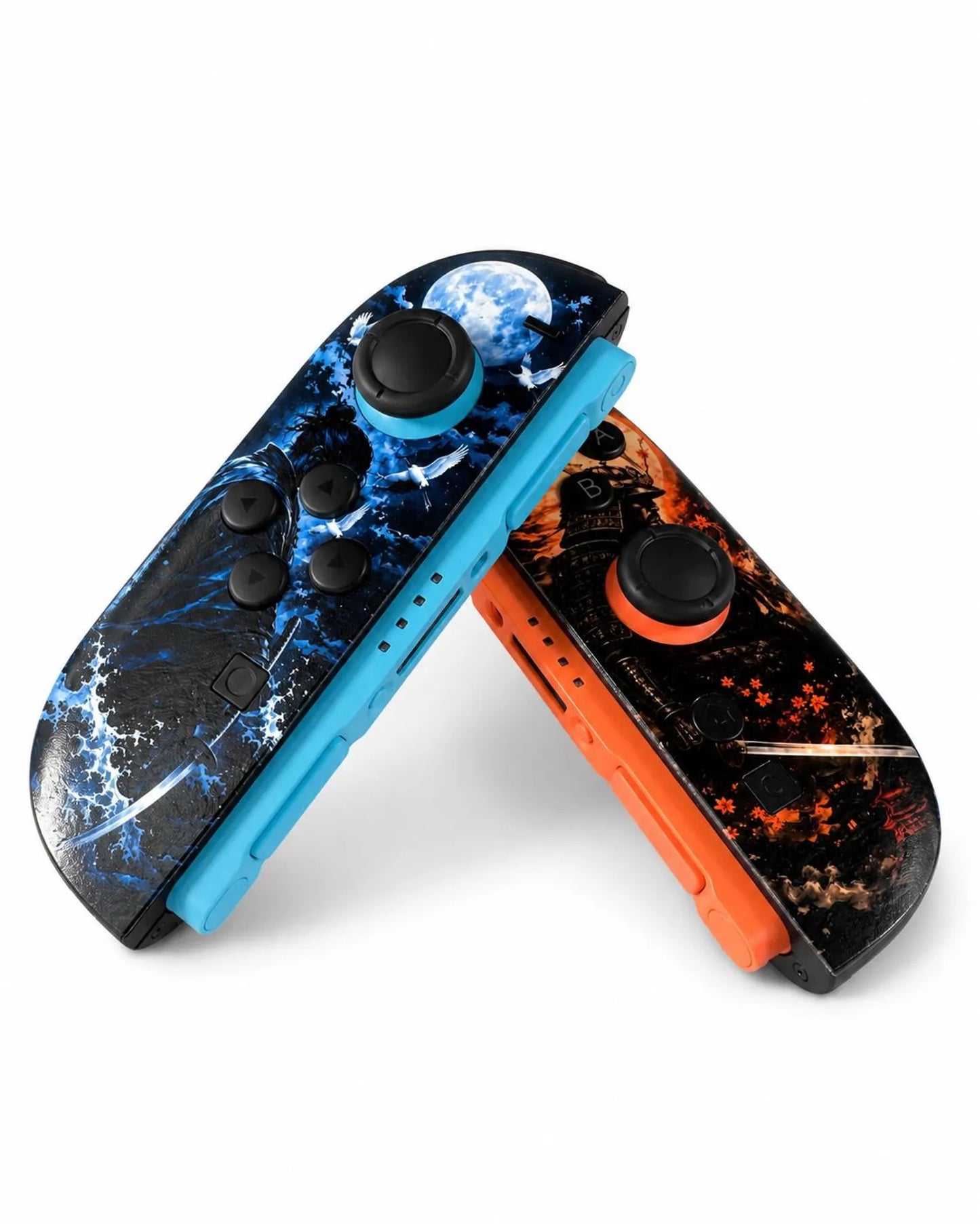 Blue & Orange Samurai Custom Nintendo Switch 2 Joy-Cons with TMR Drift-Resistant Joysticks