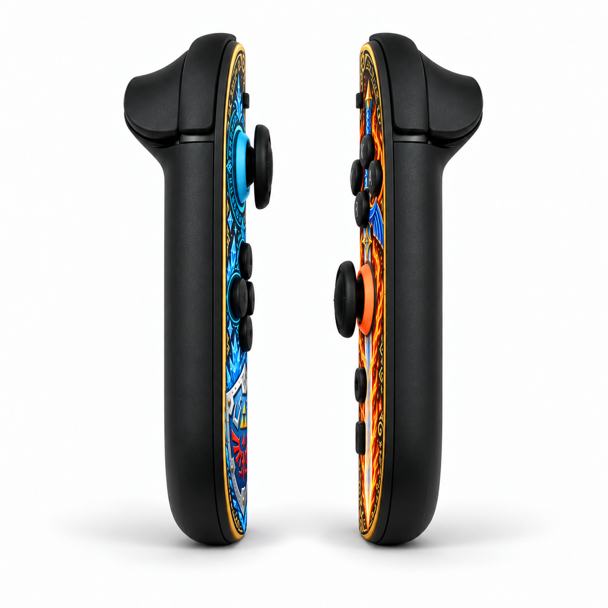 Fire and Ice Shield and Sword Custom Nintendo Switch 2 Joy-Cons with TMR Joysticks