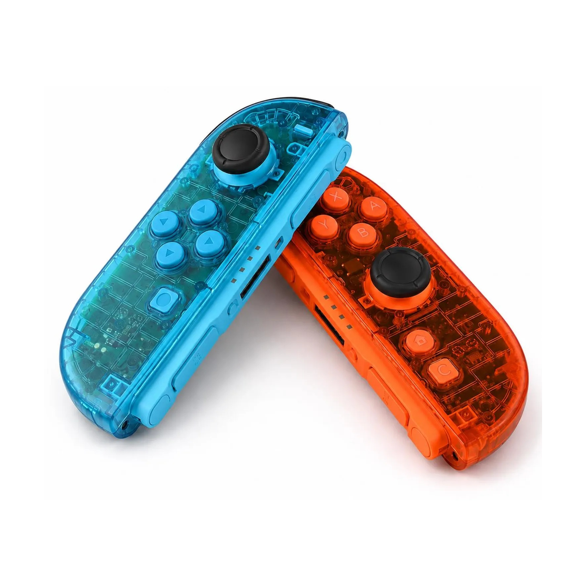Clear Blue & Orange Custom Nintendo Switch 2 Joy-Cons with TMR Drift-Resistant Joysticks