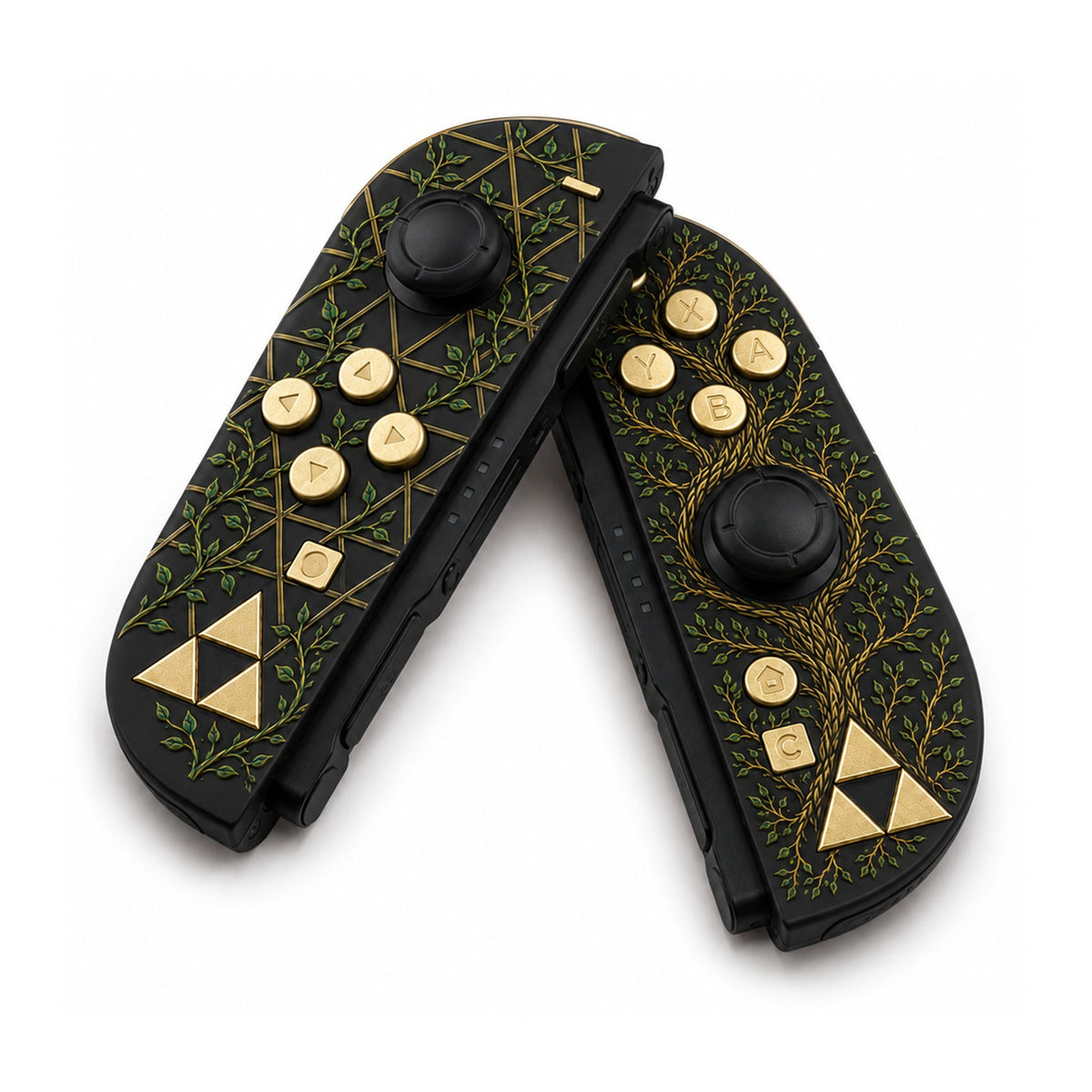 Tree of Life Gold Buttons Custom Nintendo Switch 2 Joy-Cons with TMR Drift-Resistant Joysticks