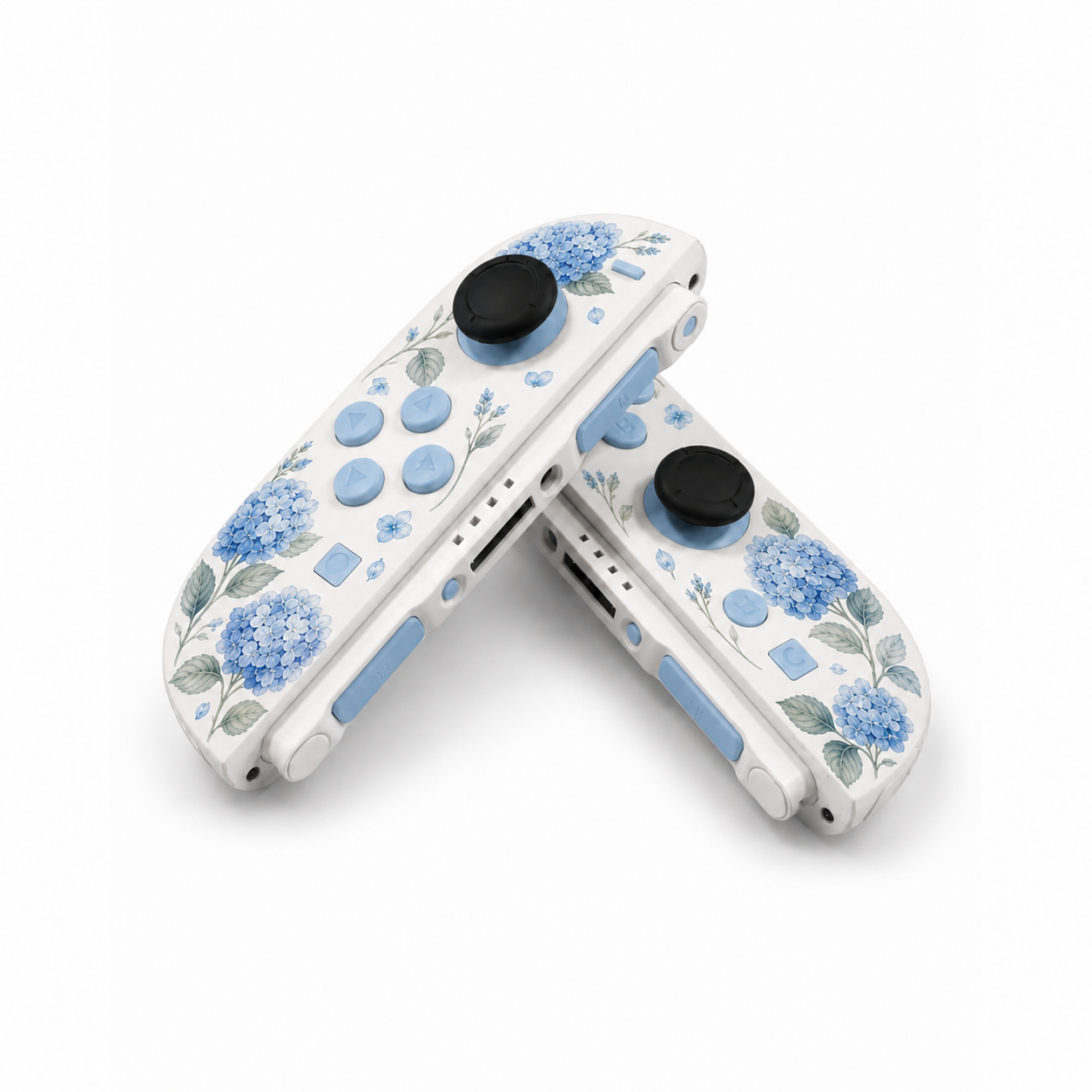 Blue Hydrangeas Custom Nintendo Switch 2 Joy-Cons with TMR Drift-Resistant Joysticks