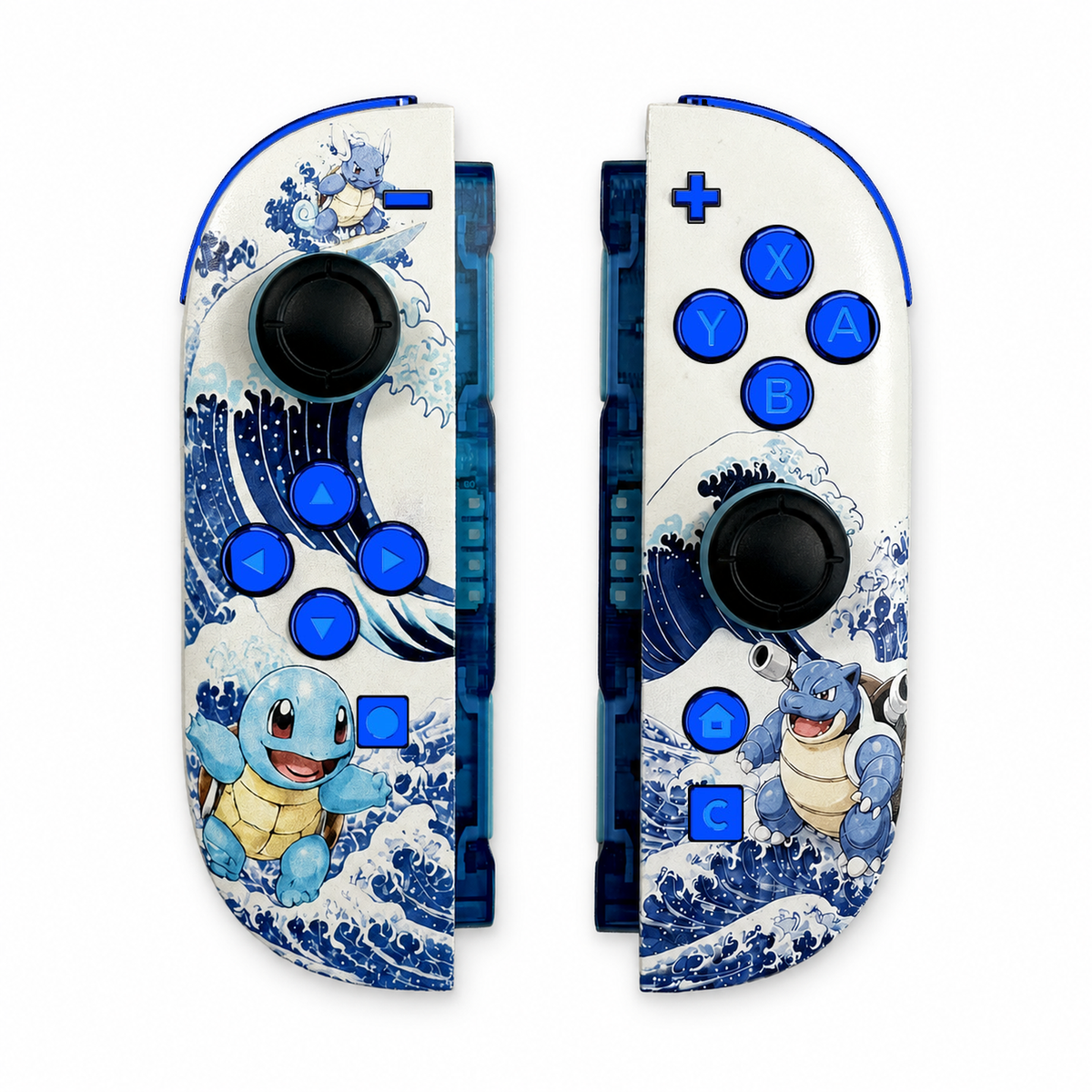 Water Monster Great Wave Custom Nintendo Switch 2 Joy-Cons with TMR Drift-Resistant Joysticks
