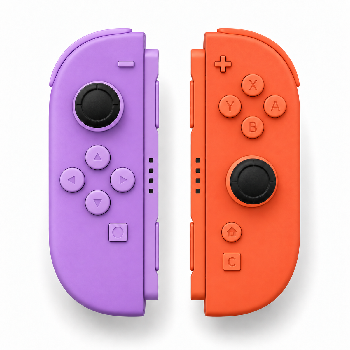 Purple and Orange Matching Buttons Custom Nintendo Switch 2 Joy-Cons with TMR Joysticks