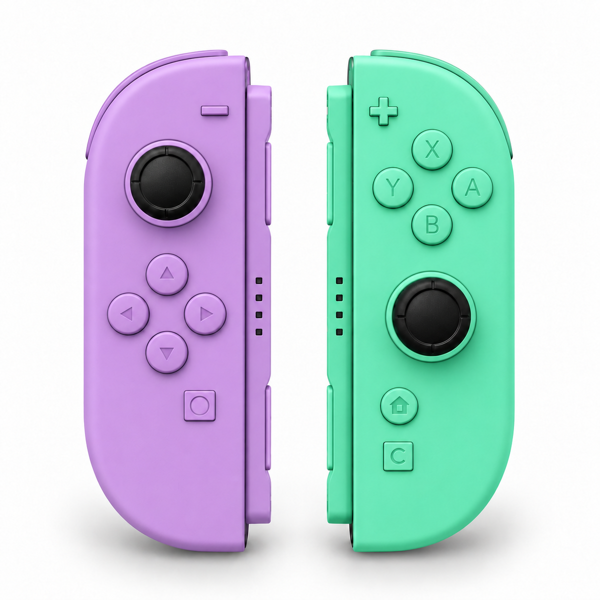 Purple and Green Matching Buttons Custom Nintendo Switch 2 Joy-Cons with TMR Joysticks