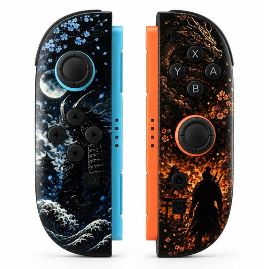 Moon & Fire Samurai Custom Nintendo Switch 2 Joy-Cons with TMR Drift-Resistant Joysticks