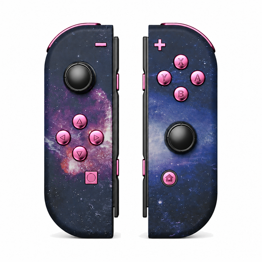 Nubula Galaxy, standard front: Chrome pink buttons / Black caps