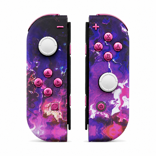 Surreal Lava, standard front: Chrome Pink buttons / White caps