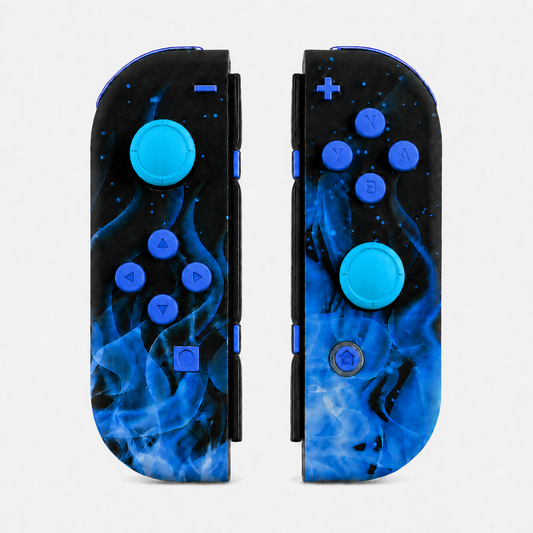 Blue Flame, standard front: Blue buttons / Blue caps