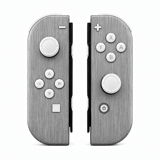 Brushed Silver Patterned, standard front: White buttons / White caps