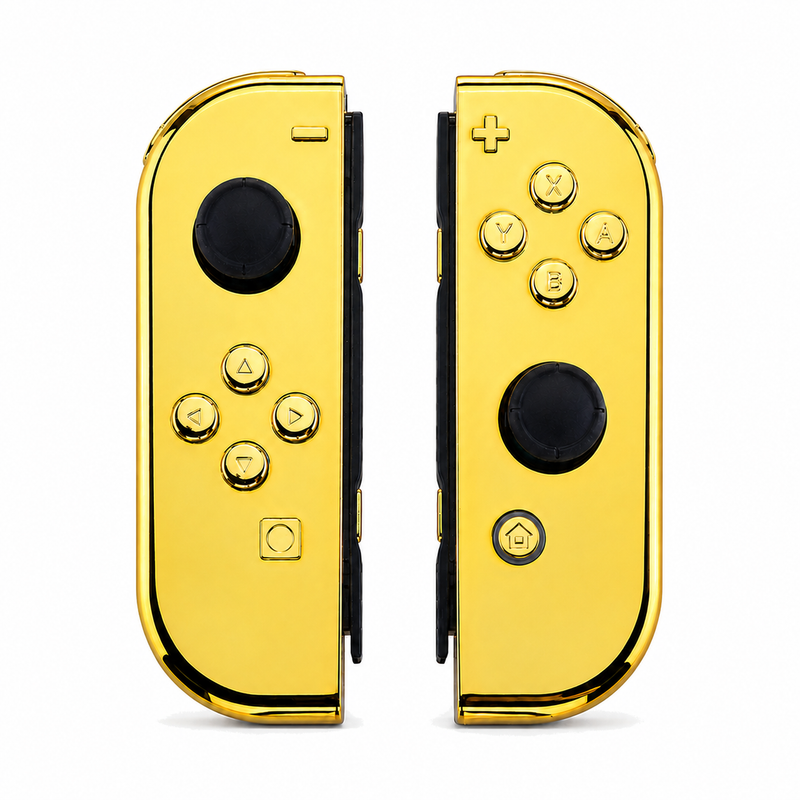 Chrome Gold Custom Switch 1 Joy-Con Pair with TMR Joysticks