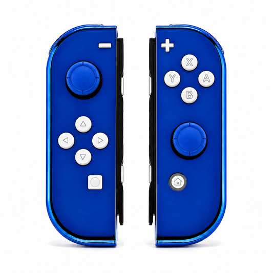 Chrome Blue, standard front: White buttons / Blue caps