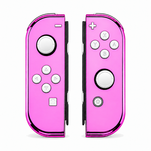 Chrome Pink Glossy, standard front: White buttons / White caps