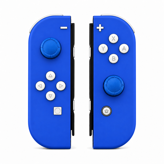 Blue, standard front: White buttons / Blue caps