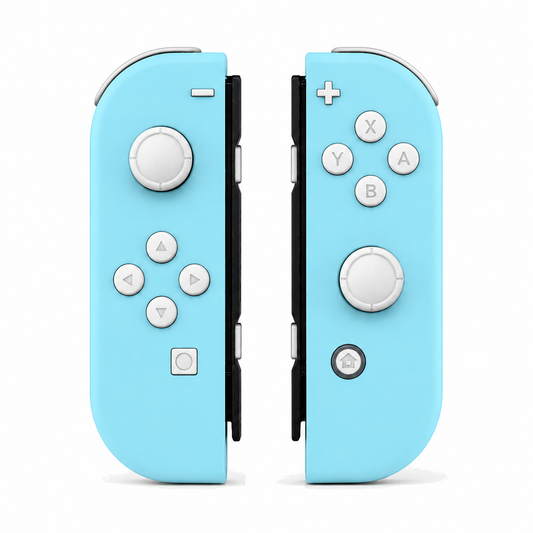 Heaven Blue, standard front: White buttons / White caps
