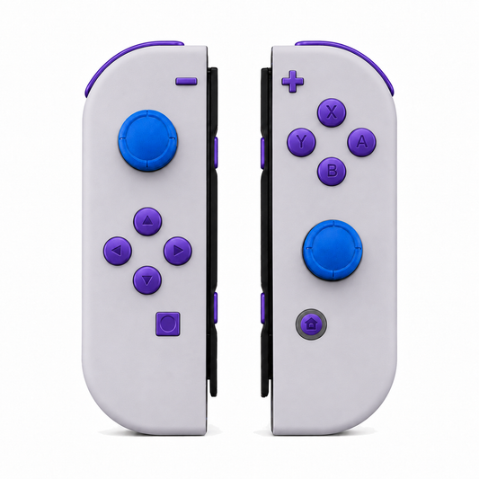 Rhapsody Violet, standard front: Purple buttons / Blue caps