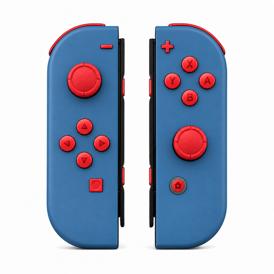 Airforce Blue, standard front: Scarlet Red buttons / Red caps