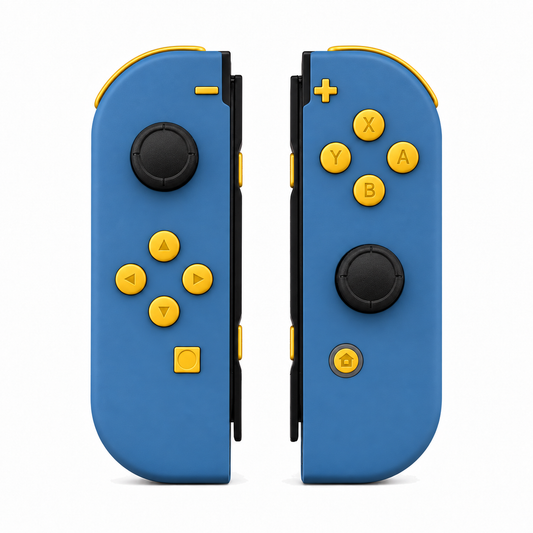 Airforce Blue, standard front: Caution Yellow buttons / Black caps