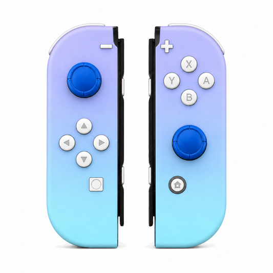 Violet Blue, standard front: White buttons / Blue caps